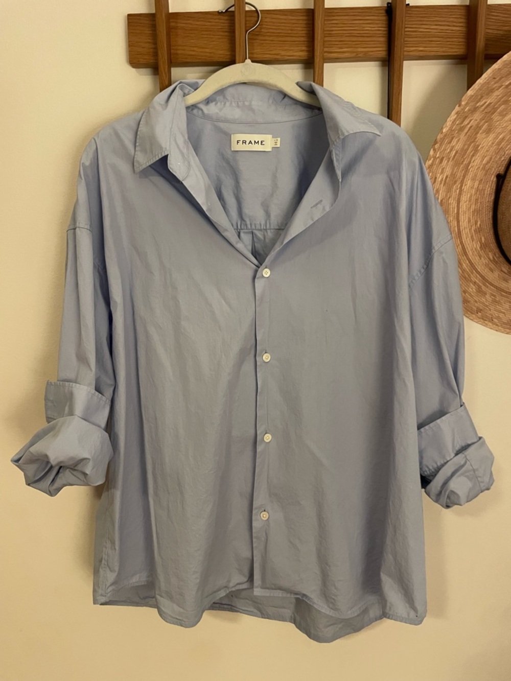 Frame | men/women Blue Button-Up | L